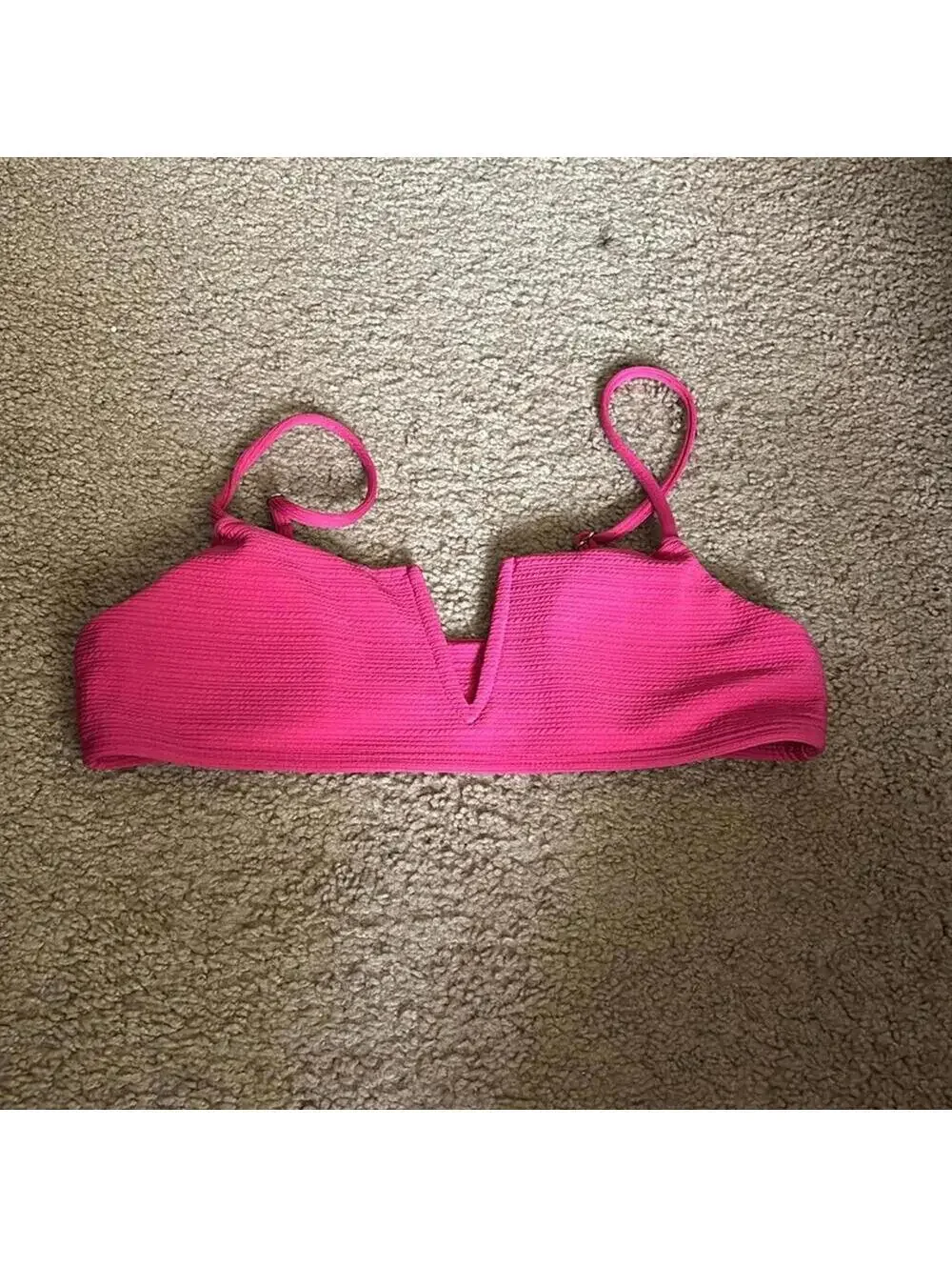 🇺🇸SHEIN Pink Deep V Adjustable Strap Bikini Top and Cheeky Bottom Set